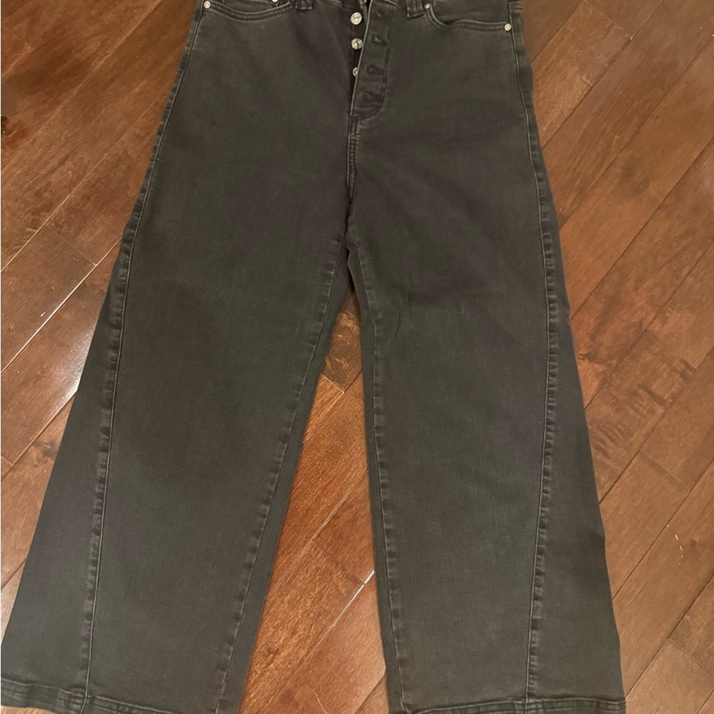 Paige Anessa Wide-Leg Black Denim Jeans